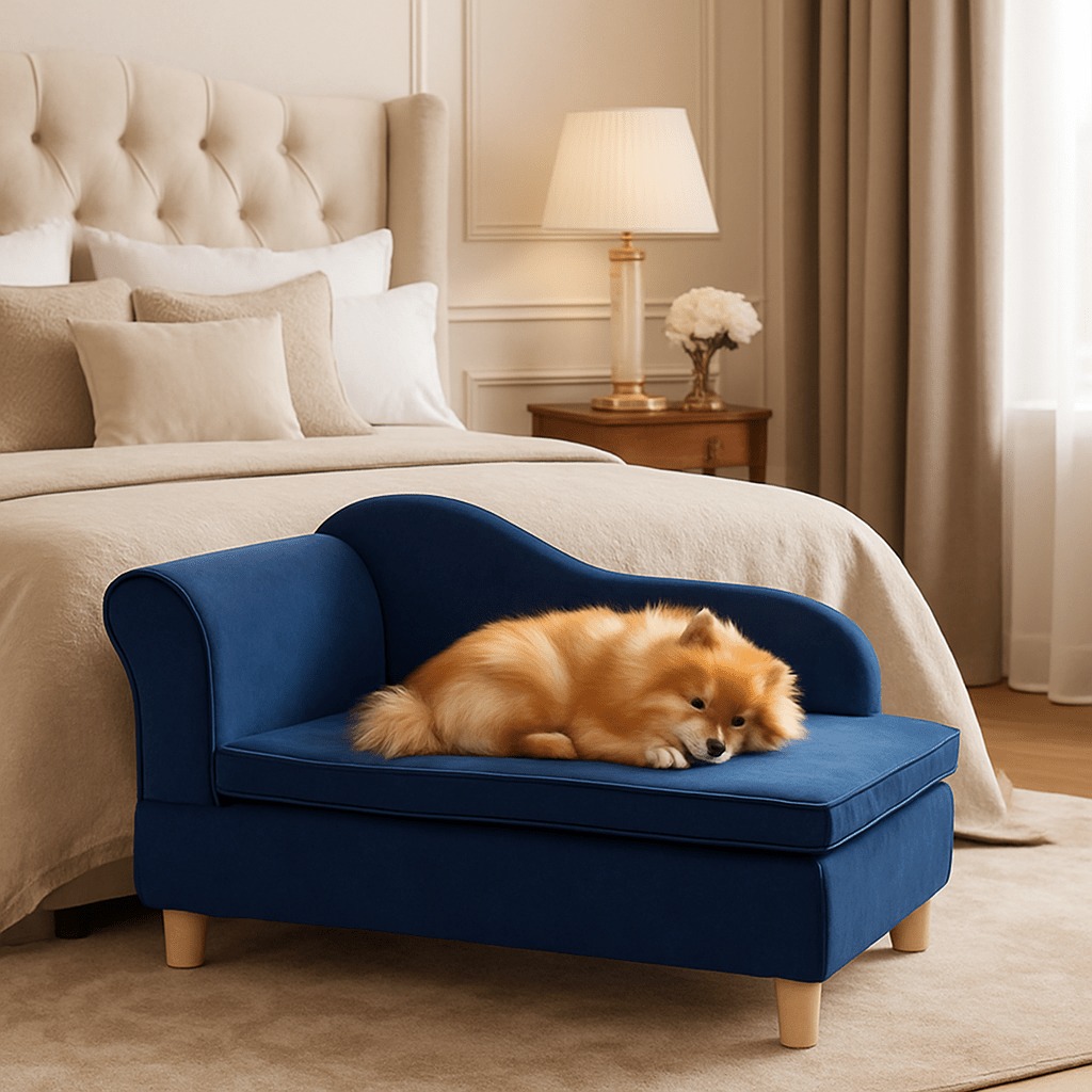 Fauteuil-pour-petit-chien-design-déhoussable et lavable sur pied-lit surélevé en velours et bois massif robuste-chihuahua-Teckel miniature-Schnauzer-caniche nain-bichon frisé-
 Cairn terrier-Jack Russel- Pinscher nain-Coton de TulĂ©ar-Shih tzu-Loulou de pomĂ©ranie-Lhassa Apso-Yorkshire-Affenpinscher-Ăpagneul Papillon-Ăpagneul nain-terrier australien-Petit brabançon
