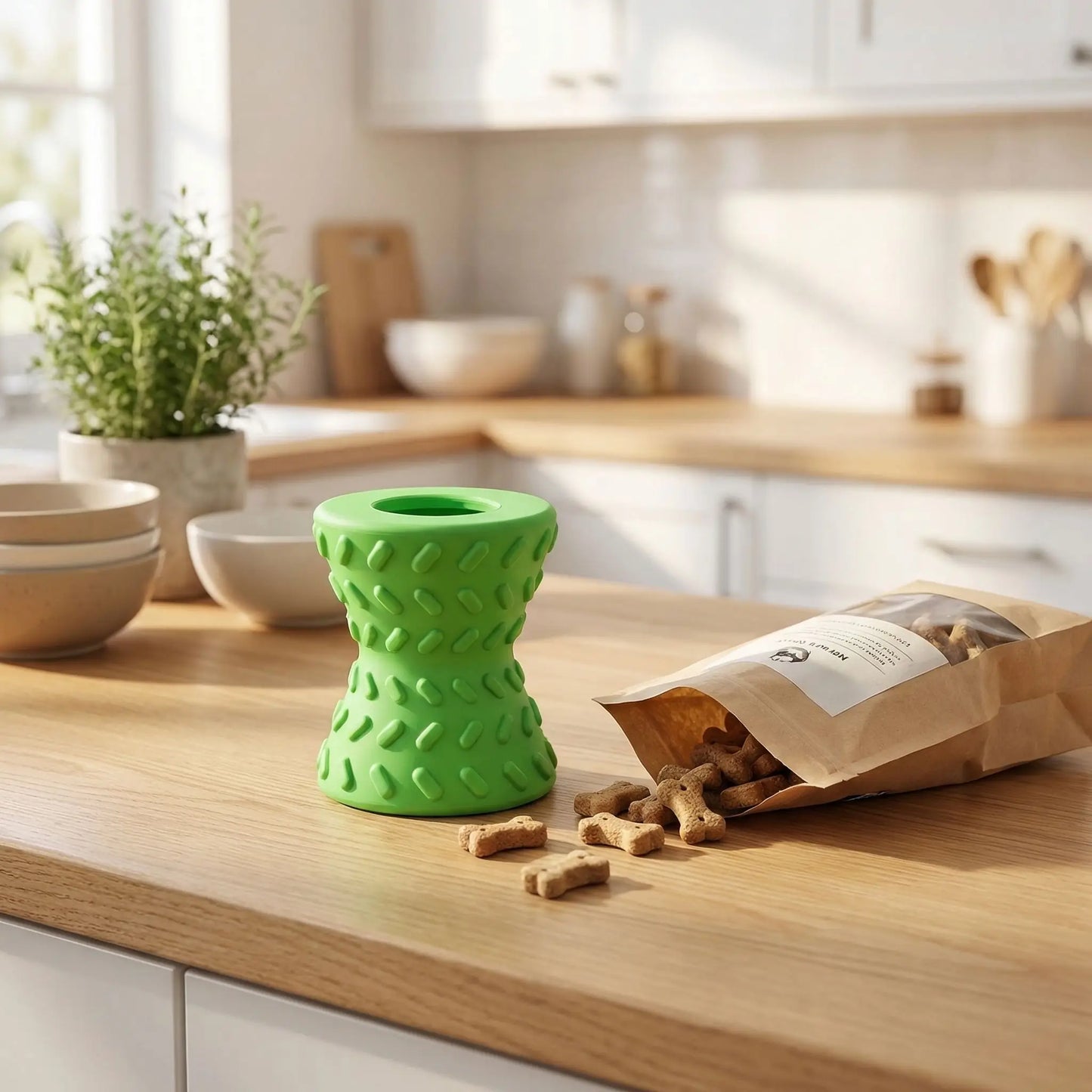 Jouet-pour-chien-destructeur-d-occupation, distributeur de croquette pour chiot et chien indestructible, jeu éducatif et d'intelligence, anti-anxiété de séparation-extérieur avec forme 3D pour un massage doux des gencives et nettoyage du tarte comme une brosse naturelle, jouet dentaire- gros plan sur le jouet anti-destruction pour chien en caoutchouc naturel, garanti sans produits chimique de qualité alimentaire rempli de friandise pour chiot et chien