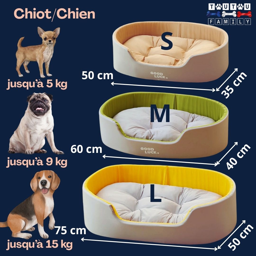 Panier-chien-lavable-guide-des-tailles-petit-à-moyen-chien-du-chien-de-0 kg-à-15 kg-dimensions-3-tailles-disponibles