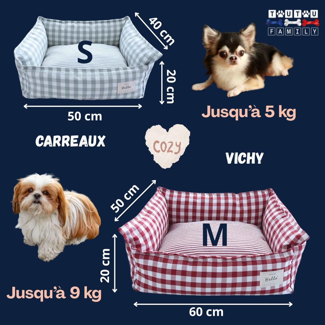 Panier-petit-chien-déhoussable-guide-de-taille-2-tailles-S-et-M-pour-petits-chien-races-naines-petit-chien-jusqu'à 9 kg-dimensions