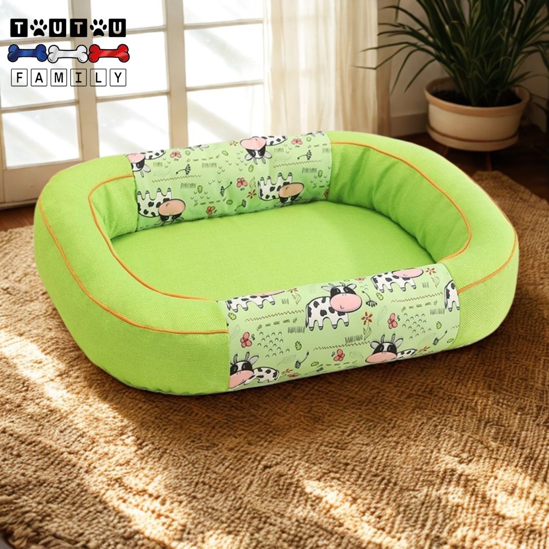 Panier-pour-chien-solide-imperméable-épais-et-lavable-de-couleur-vert-avec-motif-rigolos-avec-rebords-surélevés-coussin-soutien-cou-et-tête-antidérapant-pour-toutes-saisons