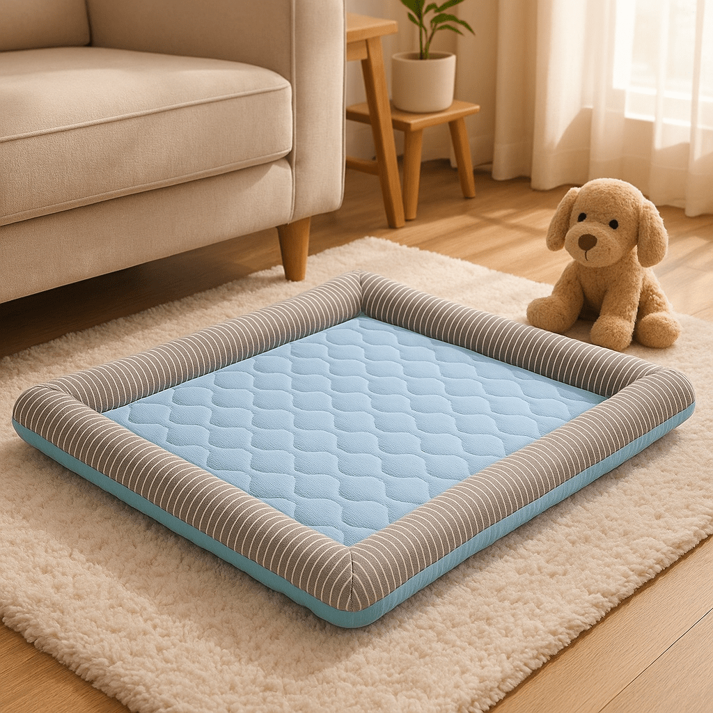 Tapis-rafraichissant-chien-lavable en machine-100% coton-avec rebord surélevé-pour une utilisation partout-panier-voiture-cage-cage de transport-lit-coussin