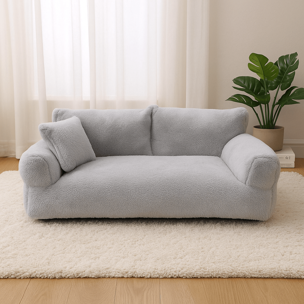 canape-chien-S-M-L-XL-XXL-3XL-gris clair-ergonomique-rembourré-par-de-nombreux-coussin-épais-100%-coton-haute-densité-ergonomique-moelleux-et-ferme-antidérapant-velours