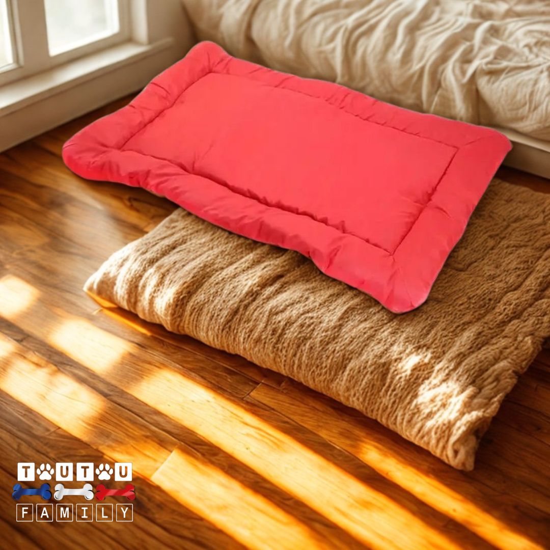 Couchage-pour-chien-antidérapant épais 100% imperméable, rembourrage en coton pliable avec sangles de transport, léger,un tapis polyvalent tissu oxford