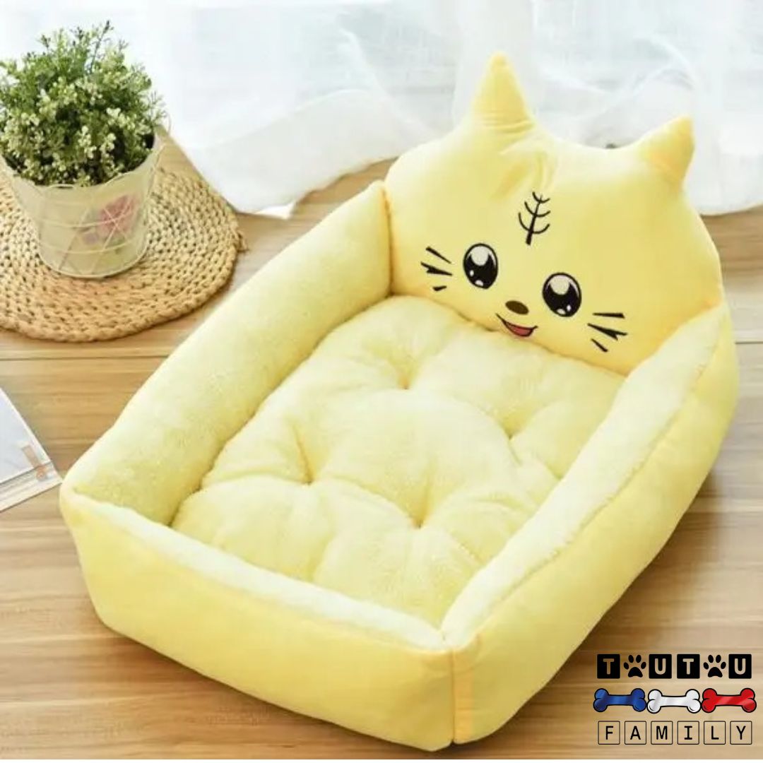 coussin-chien-lit-pour-les-petits-chiens-lit-jaune-ergonomique-en-mousse-100%-coton