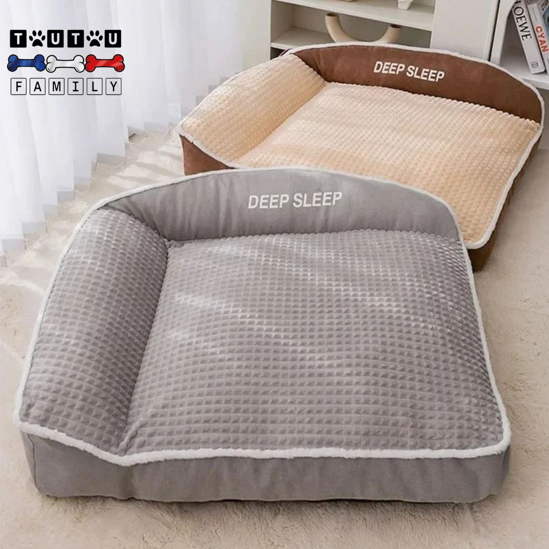 Lit-orthopédique-chien-coloris-gris-et-marron-déhoussable-lavable-en-machine-matelas-EVA-mémoire-de-forme-pour-un-soutien-optimal-de-a-colonne-vertébral-du-chien