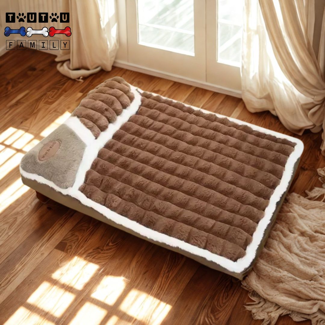 Lit-pour-chien-orthopedique-dehoussable-marron-lavable en machine antidérapant 100% imperméable 100% coton haute densité housse en peluche doux résistant aux griffes et morsures du chien 4 tailles pour les petits aux grands chiens