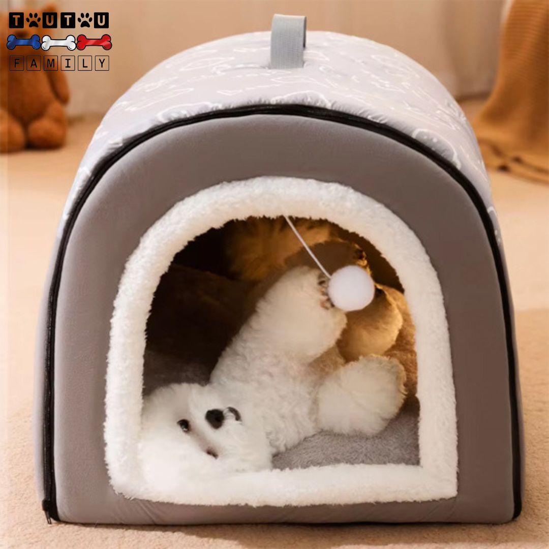 niche-chien-interieur-nomade-chaud-avec-coussin-à-mémoire-de-forme