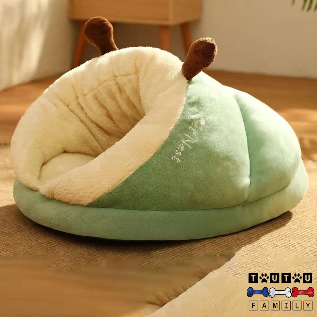 Panier-chien-lavable-vert-un-panier-design-escargot-chaud-confortable-douillet-en-forme-de-niche-intérieur-ergonomique-lavable-en-machine