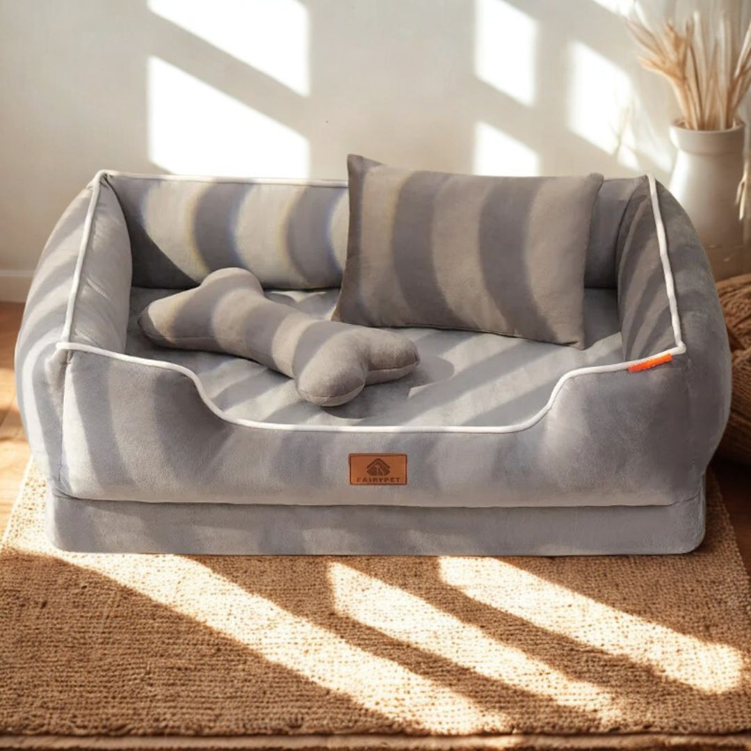panier-orthopédique-chien-lavable-avec-deux-oreillers-de-couleur-gris-idéal-pour-chiens-âgés-souffrant-des-articulation-soulage-matelas-qui-s-adapte-à-la-morphologie-du-chien