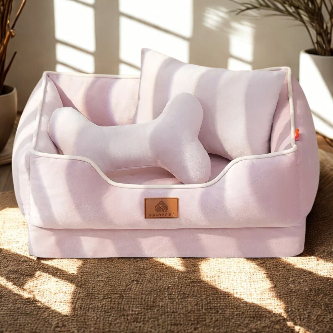 panier-orthopédique-chien-chiot-rose-avec-coussin-moelleux-100%-coton-imperméable-antidérapant-avec-rebords-surélevés-housse-velours-résistante-solide-hypoallergénique