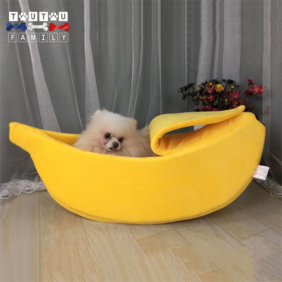 Panier-petit-chien-banane-avec-rebord-panier-design-pour-chien-de-race-naine-confortable-chaud-velours-tissus-corail-lavable-en-machine
