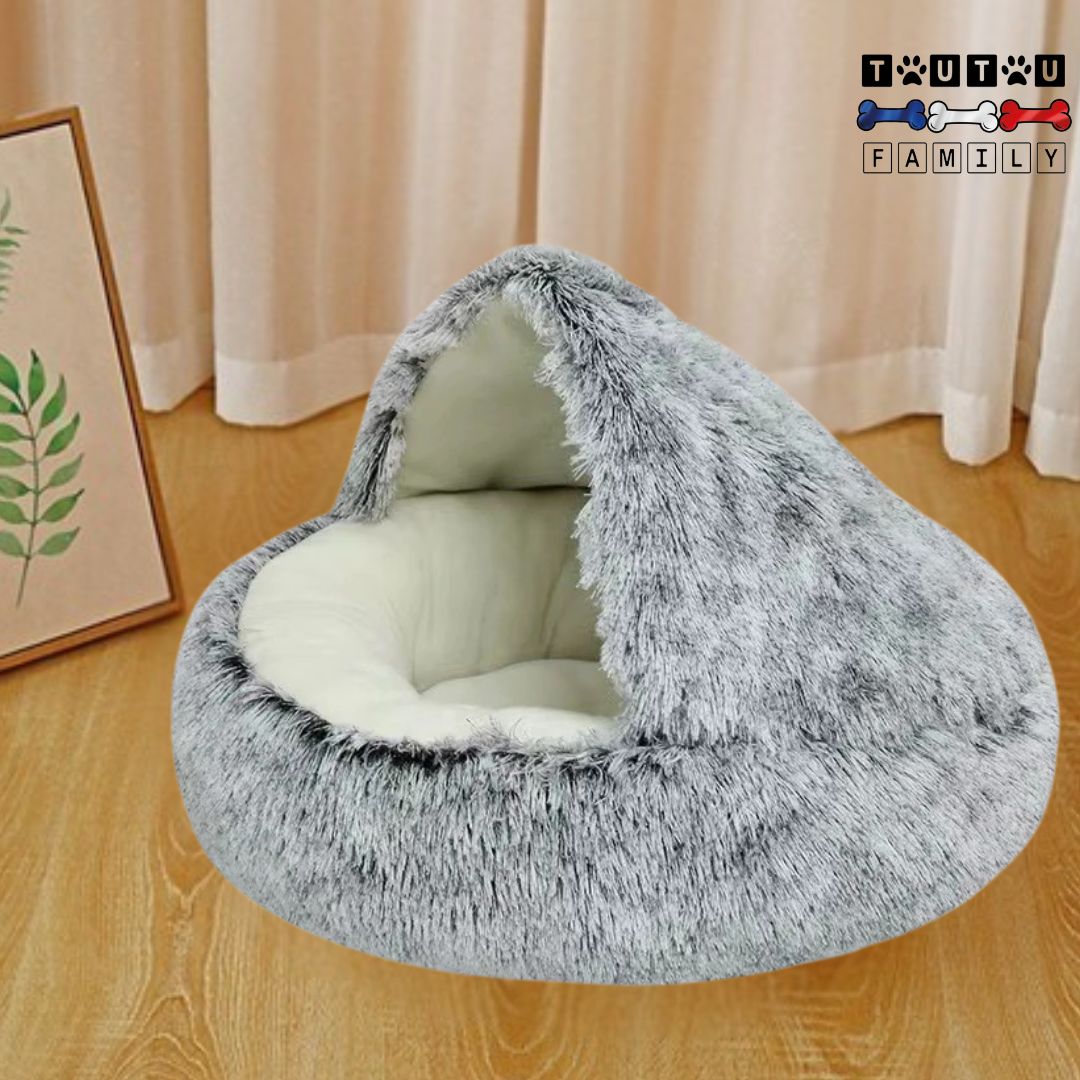 Panier-petit-chien-gris-chaud-en-forme-de-beignet-avec-toit-qui-entoure-réchauffe-les-petits-chie-sensible-au-froid-confort-lavable-en-machine-durable