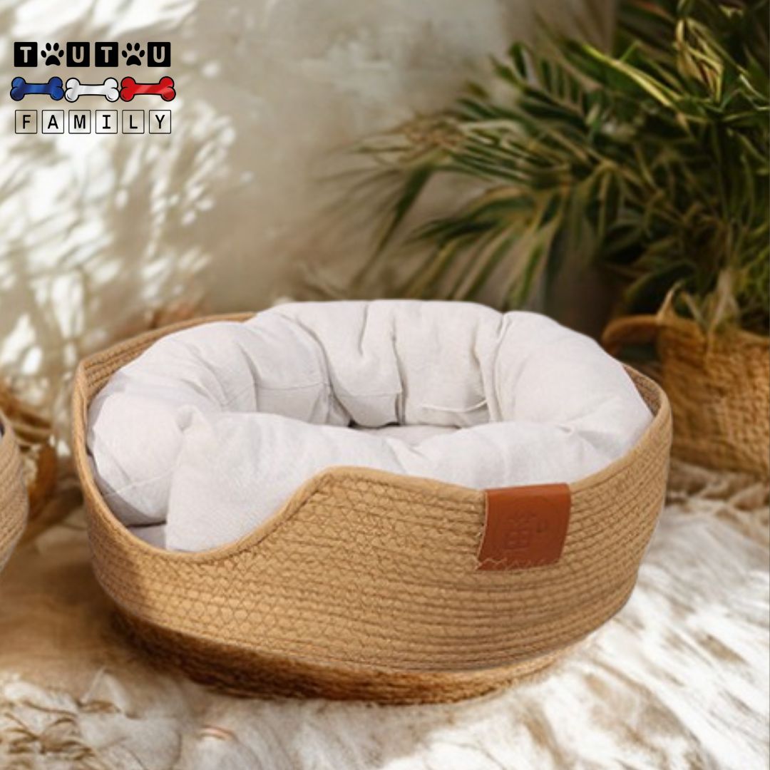 Panier-petit-chien-osier-écologique-avec-traversin-et-coussin-100%-coton-lavable-en-machine-panier-rond-hypoallergénique-naturel