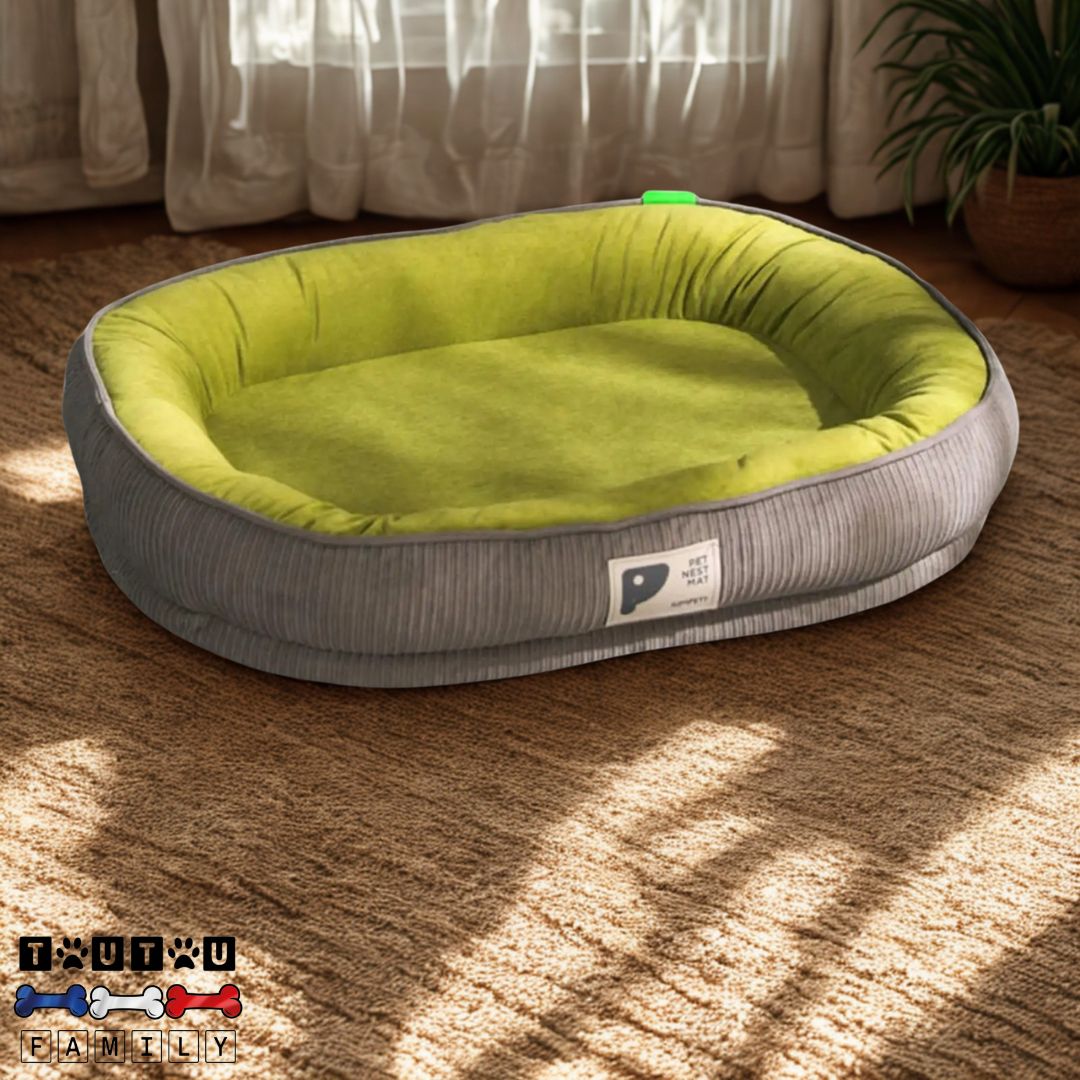 panier-pour-chien-ergonomique-imperméable gris et vert pour les petits à moyen chien jusqu'à 25 kg, 4 tailles disponibles, imperméable, doux, confortable, déhoussable, antidérapant et lavable en machine