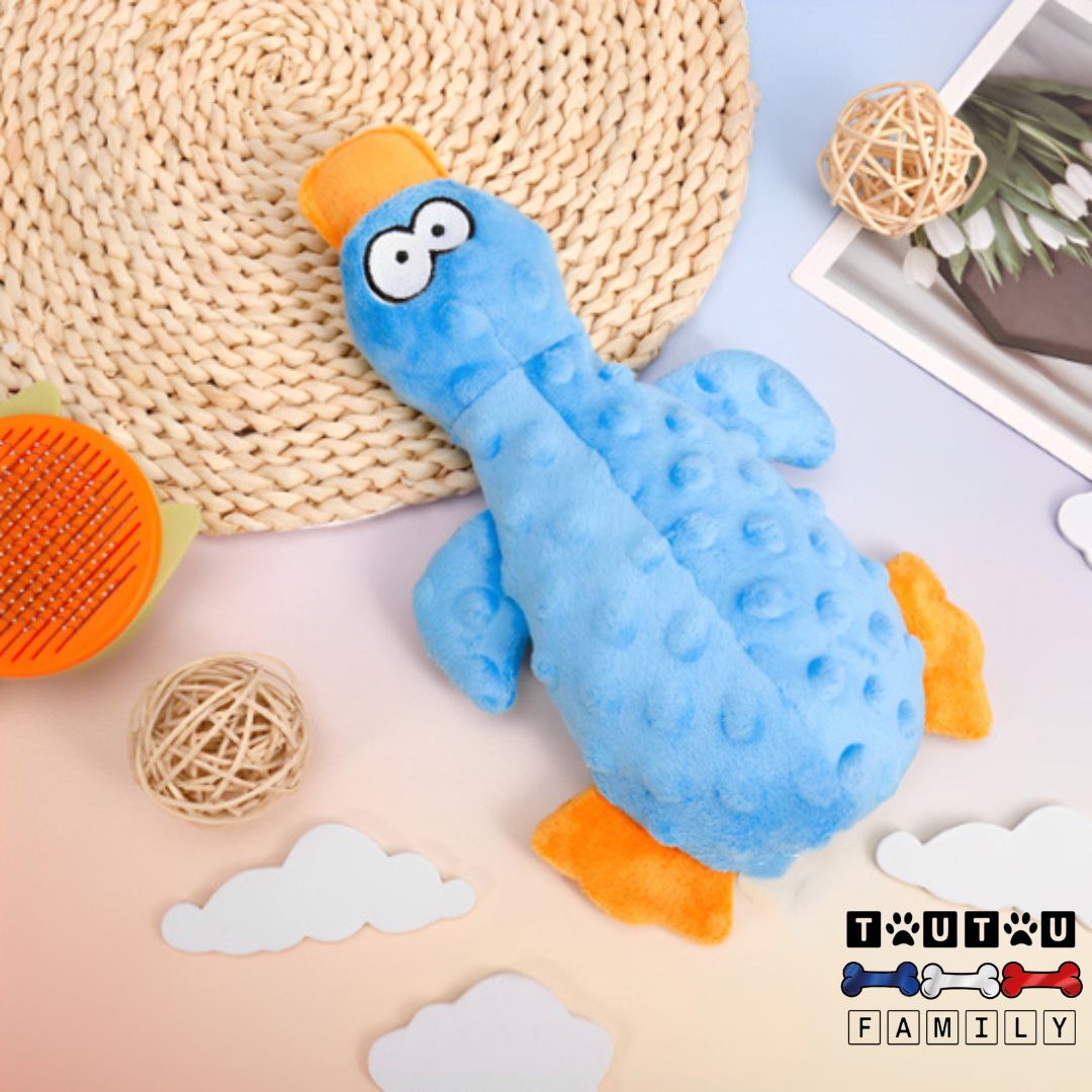 Peluche-pour-chien-couineur-résistante avec texture vari et sonore en coton matériau naturel écoresponsable sans danger avec éléments cousus peluche douce et rembourrée lavable en machine jouet multisensoriel pour une stimulation mentale et anti-ennui anti-stress pour chien et chiot