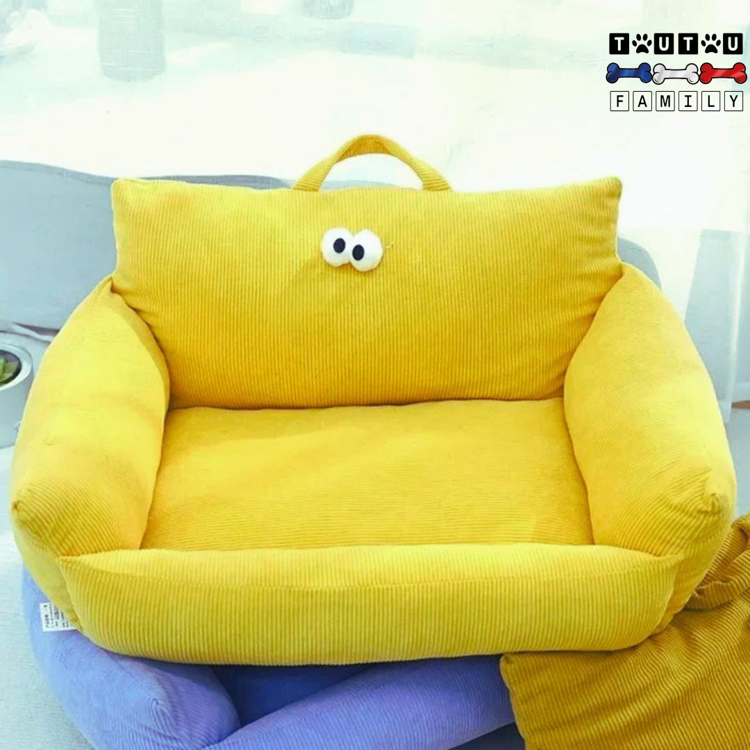 Petit-canape-pour-chien-de-petite-taille-de-couleur-jaune-lavage-en-machine