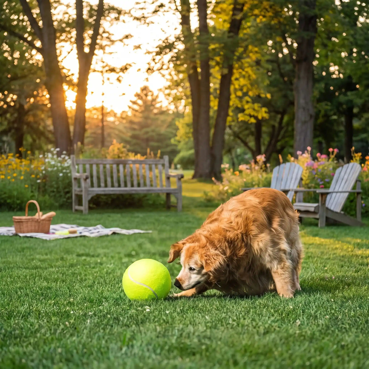 Balle-pour-chien-géante-chiot-tennis, gonflable en caoutchouc 100% naturel sans danger, résistante, balle de 24 cm de diamètre amusante douce et résistante aux griffes et morsures, gonflable et dégonglable pour un rangement facile et compact, légère- un chien de race moyenne qui jouent avec intérêt avec la balle de tennis géante solide dans le jardin de la maison