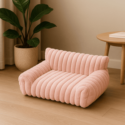 Canapés-pour-chiens-apaisant-peluche et rembourrage 100% coton haute densité ergonomique-déhoussable et lavable en machine-lit chaud ultra doux et résistant aux griffes et morsure-technologie anti-tâche-antidérapant-avec dossier et 2 accoudoirs épais et moelleux pour chien de petite taille de 0 à 10 kg-de couleur rose