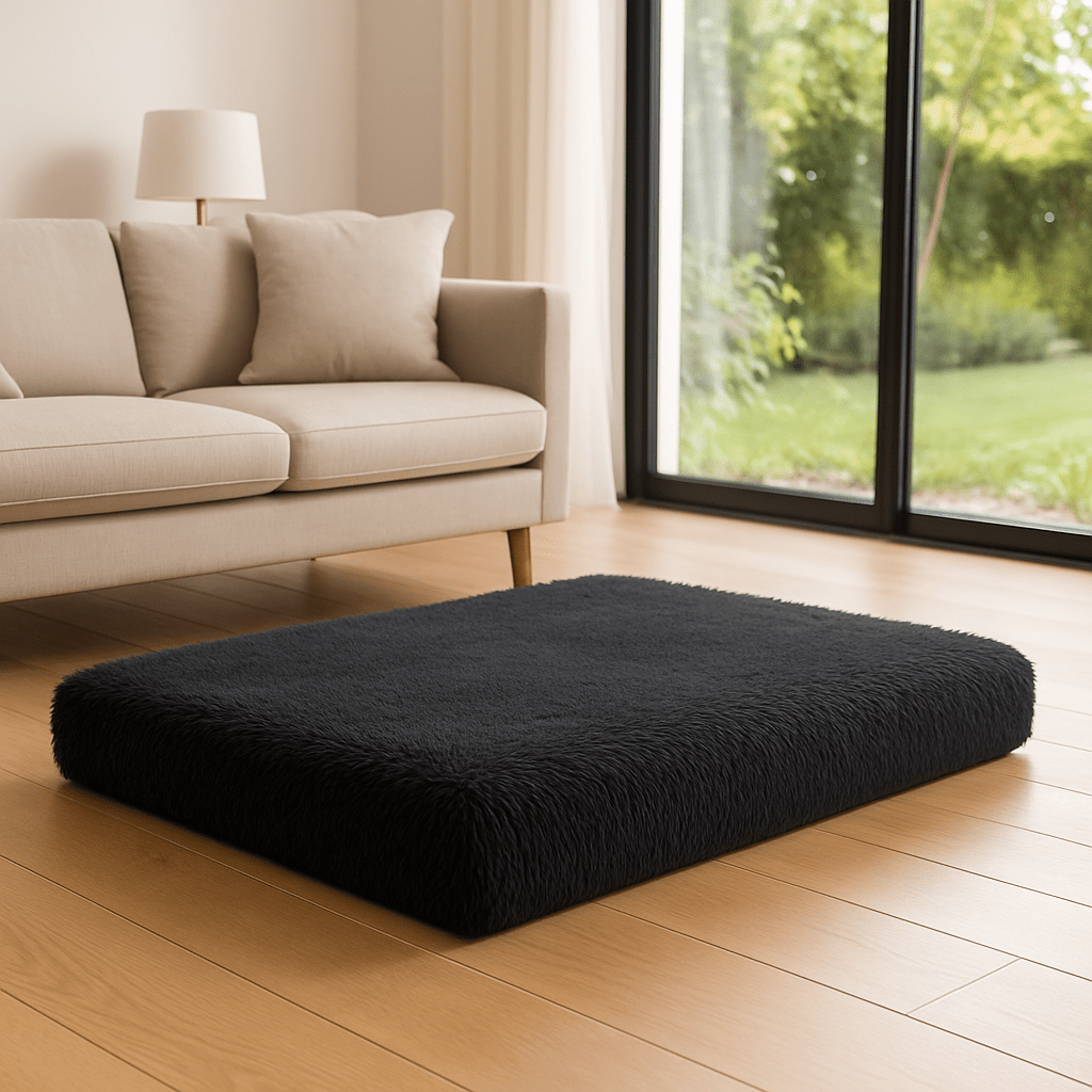 Coussin-chien-orthopédique-gris-foncé-déhoussable lavable en machine-imperméable avec matelas à mémoire de forme 100% coton haute densité pour chien de petite à moyenne taille
