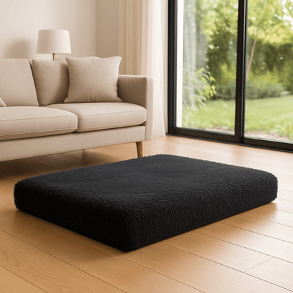 Coussin-chien-orthopédique-gris-foncé-déhoussable lavable en machine-imperméable avec matelas à mémoire de forme 100% coton haute densité pour chien de petite à moyenne taille