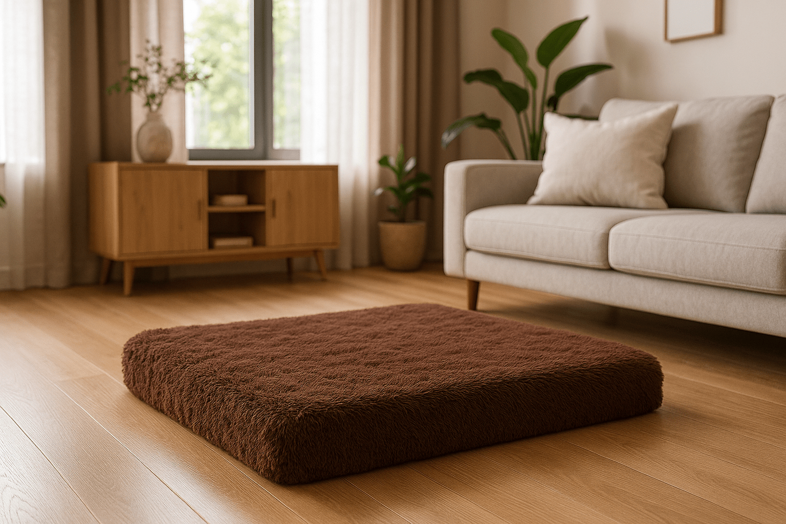Coussin-chien-orthopédique-marron-déhoussable lavable en machine-imperméable avec matelas à mémoire de forme pour chien de petite à moyenne taille