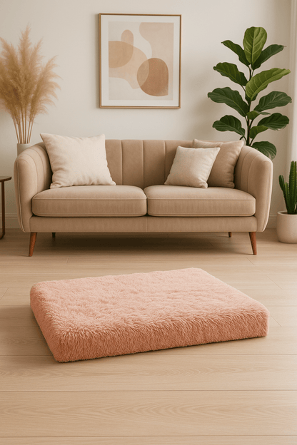 Coussin-chien-orthopédique-rose-déhoussable lavable en machine-imperméable avec matelas à mémoire de forme 100% coton haute densité pour chien de petite à moyenne taille