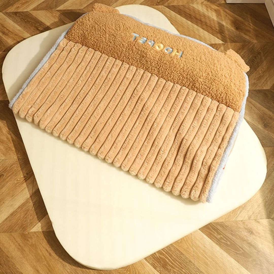 Coussin-déhoussable-pour-chien-apaisant-antidérapant-lavable en ma chien-velours doux-chaud-respirant-coton PP-de couleur marron avec rebord surélevé pour petit chien, chien moyen et grand chien