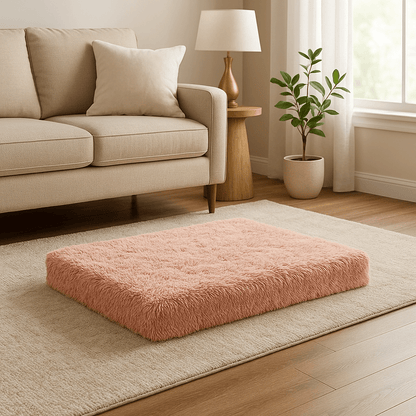 Coussin-orthopédique-chien-déhoussable et lavable en machine et sèche-linge-antidérapant et imperméable-matelas à mémoire de forme 100% coton haute élasticité et densité-lit en peluche ultra doux-anti-stress et anti-anxiété-pour petit, moyen et grand chien de 0 à 45 kg-4 tailles disponibles S, M, L et XL de couleur rose