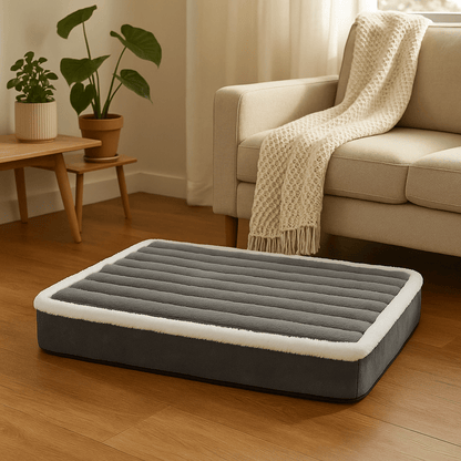 Coussin-orthopédique-pour-chien-gris-déhoussable et lavable en machine-antidérapant-imperméable pour chien de petite à moyenne taille