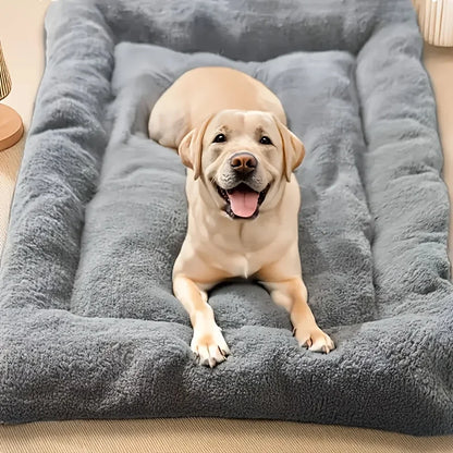 Coussin-pour-chien-chiot-xxl-polyvalent pour cage de transport-panier-lit-un grand chien heureux sur son matelas épais et rembourré 100% coton haute densité lavable en machine réversible en polaire et toile pour l'été et l'hiver chaud et frais