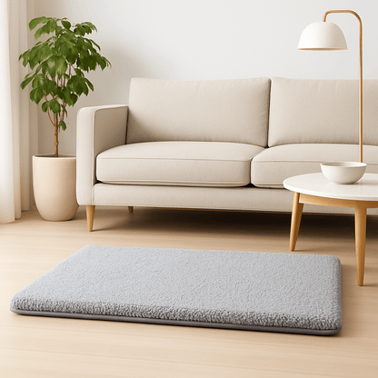 Couverture-chauffante-pour-chien-déhoussable-lavable en machine, ultra doux, antidérapant, auto-chauffant pour chien de toutes tailles du petit au grand de la taille du S au XL-sans électricité, sans prise et sans danger-4 tailles disponible S, M, L et XL de couleur gris