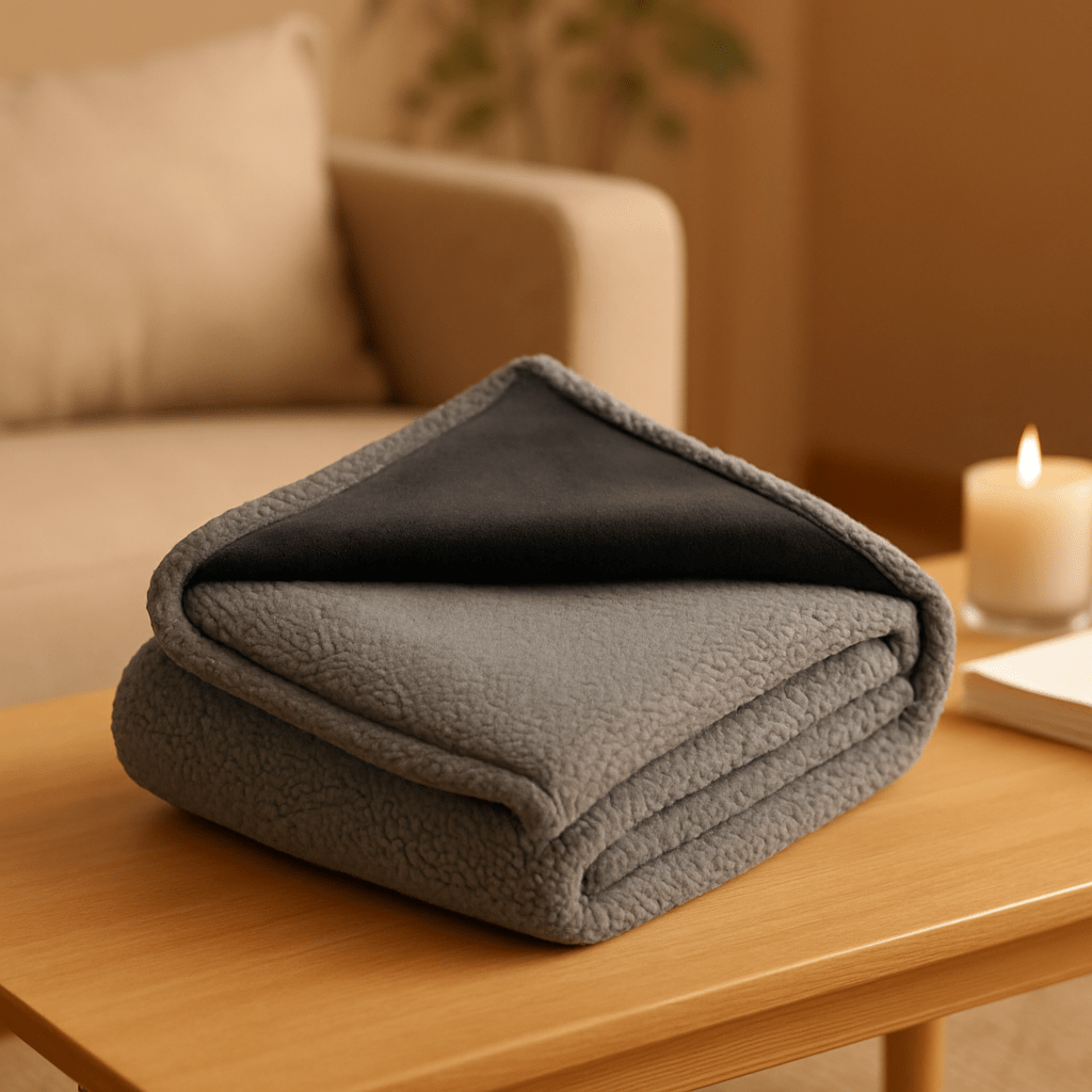 Couverture-imperméable-pour-chien-chiot-lavable en machine-double face molletonnée et polaire ultra-doux, polyvalente protège siège, canapé, voiture, cage, panier, lit, coussin pour chien de toute taille-hypoallergénique et résistant-de couleur gris foncé-dimensions de 100x70 cm