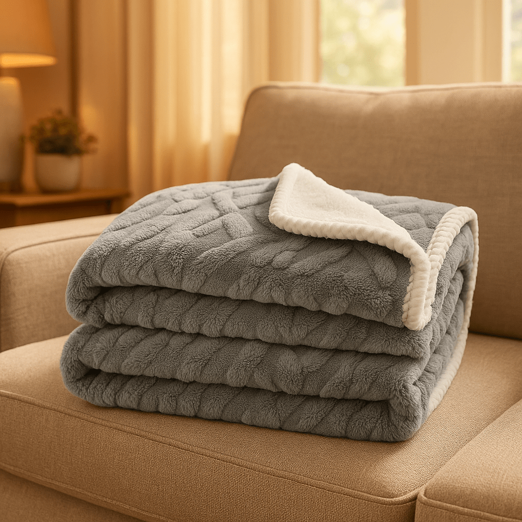 Couverture-pour-chien-impermeable-anti-poils-design brodé, coutures soignée avec bordures solides-résistante aux griffes et morsure-en coton-double face été et polaire en hiver, polyvalente, transportable et légère-lavable en machine-gris et bord blanc