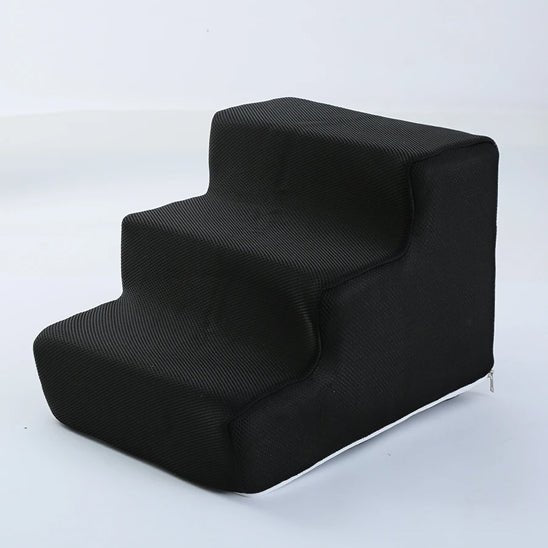 Escaliers pour chien et chiot antidérapant, déhoussable lavable en machine avec mousse haute résilience à mémoire de forme pour protèger les articulations sensibles, sécurisé , confortable, résistant aux griffes pour petit et chien de moyenne taille-design velours sur le dessus ultra-doux et tissu en coton solide-modèle noir de hautes marches 