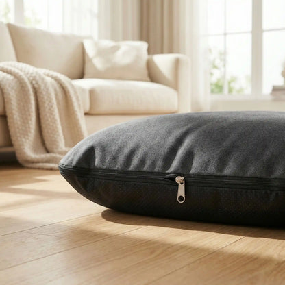 Housse-de-coussin-chien-anti poils et résistante aux griffes antidérapant-imperméable en velours de couleur gris et vert compatible avec notre coussin penardToutou pour une housse de rechange, lavable en machine