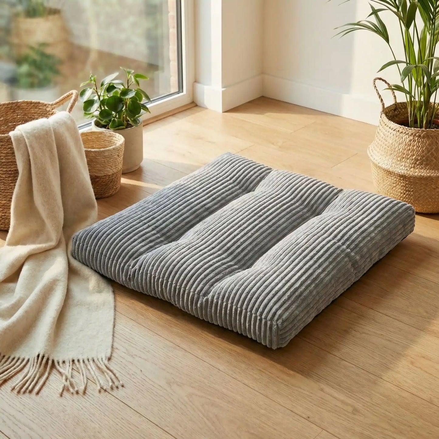 Housse-de-coussin-chien-anti poils et résistante aux griffes antidérapant-imperméable en velours de couleur gris et vert compatible avec notre coussin penardToutou pour une housse de rechange, lavable en machine