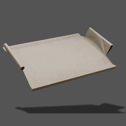 Housse-lit-de-camp-chien-de-rechange-beige en tissu oxford résistant, 100% imperméable, respirant, hygiénique, anti-poils, pour lit de camp surélevé ImperméableToutou™, lavable en machine avec coutures solides de 50x39 cm pour chiot et chien de 0 à 15 kg- gros plan sur la housse de couleur beige pour lit surélevé pour chien dehoussable et écoresponsable