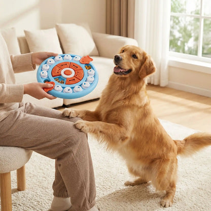 Jouet-intelligent-pour-chien-chiot-puzzle-compatible pour le lave-vaisselle, surface arrondie et lisse qui respecte sa langue et ses dents
Réduction immédiate des vomissements après repas
Meilleure assimilation des nutriments grâce à la mastication
Satiété prolongée qui évite les demandes constantes
Convient aux chiots comme aux chiens adultes-stimulation mentale-un maitre qui tend le jeu d'intelligence alimentaire à son chien gourmand tout excité avant de partir au travail et de laisser son chien seul