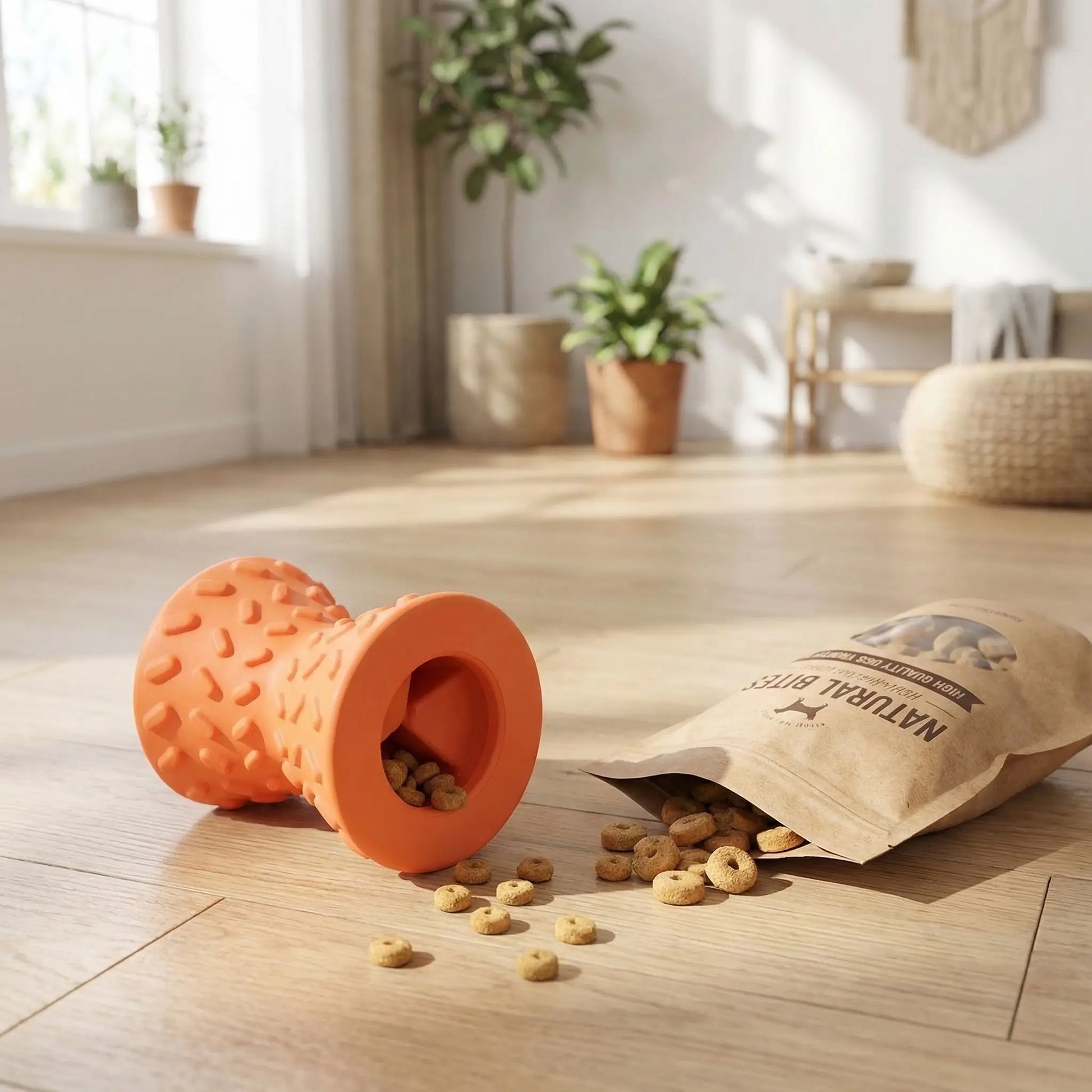 Jouet-pour-chien-destructeur-d-occupation, distributeur de croquette pour chiot et chien indestructible, jeu éducatif et d'intelligence, anti-anxiété de séparation-extérieur avec forme 3D pour un massage doux des gencives et nettoyage du tarte comme une brosse naturelle, jouet dentaire- gros plan sur le jouet anti-destruction pour chien en caoutchouc naturel, garanti sans produits chimique de qualité alimentaire rempli de friandise pour chiot et chien