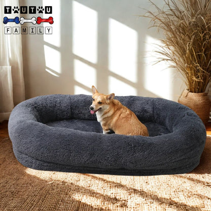Lit-chien-xxl-gris-déhoussable et lavable imperméable pour grand chien-chien géant avec matelas orthopédique D 100% coton et housse imperméable et antidérapante pour un confort canin optimal