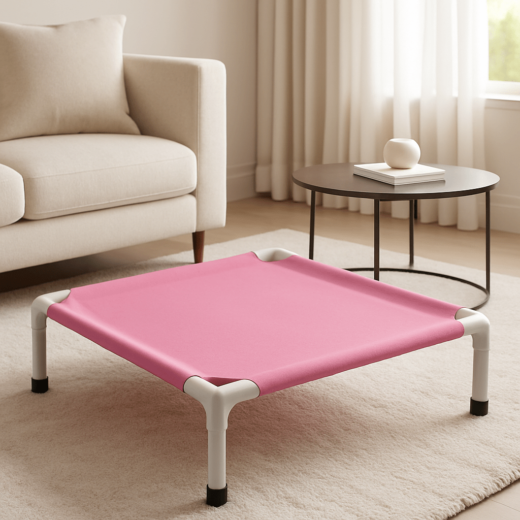 Lit-de-camp-chien-sur pied-en acier-respirant-résistant aux griffes-lavable en machine-transportable-démontable sans outils-pliable-multifonction-lit-surélevé pour petit chien et chiot-de couleur rose