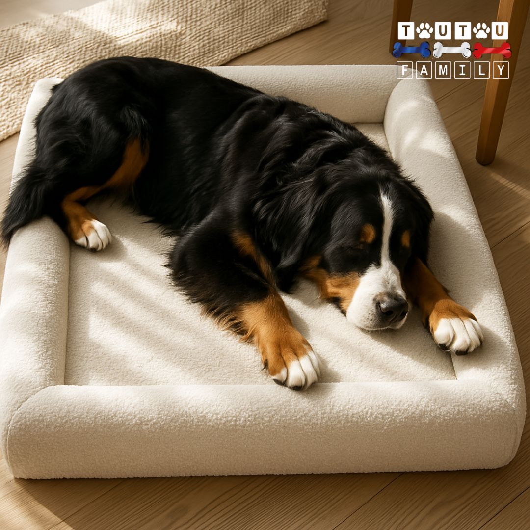 Lit-orthopedique-chien-grand-chien-petit-et-chien-moyen-chiot-dehoussable-lavable-design-moderne et épuré-idéal pour les chiens fragiles aux articulations-âgés ou souffrant de dysplasie de la hanche-races prédisposé à des soucis articulaire ou musculaire