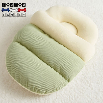 Lit-petit-chien-chausson-vert-antidérapant-lavable en-machine-douillet-chaud, rembourrage 100% coton et toucher velours