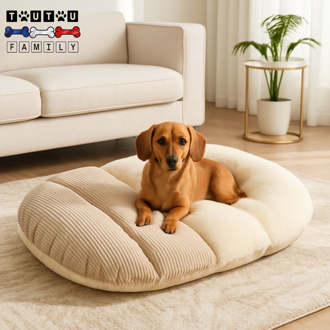Lit-petit-chien-couverture-un teckel couché sur le lit comme un coussin épais et moelleux 100% coton sans utilisé la couverture cousu comme un sac de couchage dans son salon