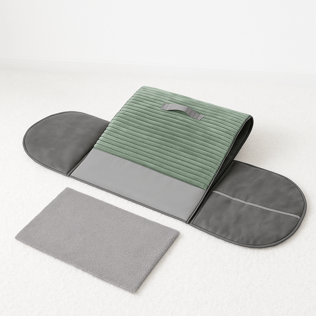 Niche-d-interieur-pour-chien-4-saisons-2 en 1, niche chaude avec isolation thermique ou panier ouvert avec toit amovible-pliable-transportable avec poignée-en velours, coton et tissu oxford résistant et imperméable pour chien de petite à moyenne taille- avec son coussin ultra doux lavable en machine,fond antidérapant et imperméable-photo de la niche pliable evc son coussin intérieur amovible lavable en machine