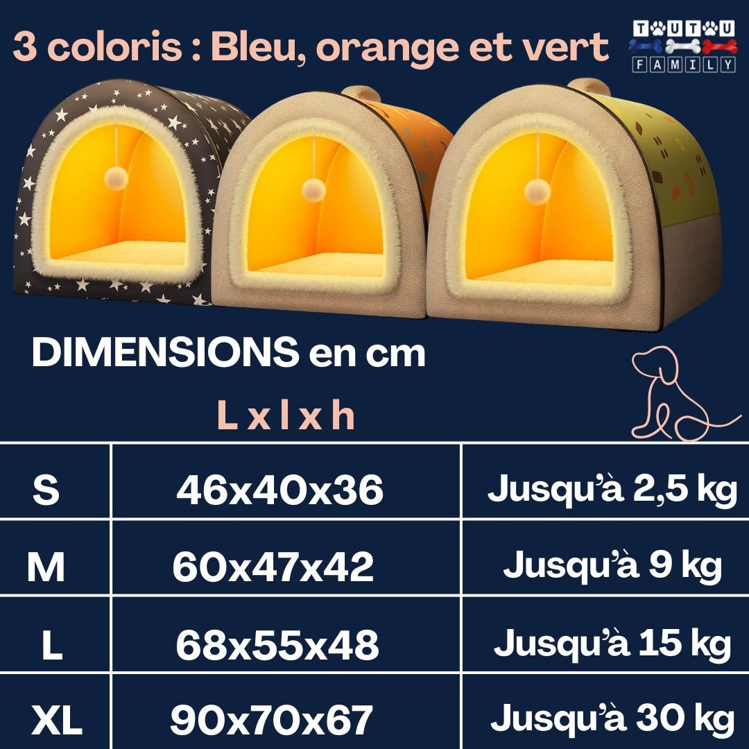 Niche-d-intérieur-pour-chien-guide-des-tailles- dimensions du S au XL pour les chiens jusqu'à 30 kg