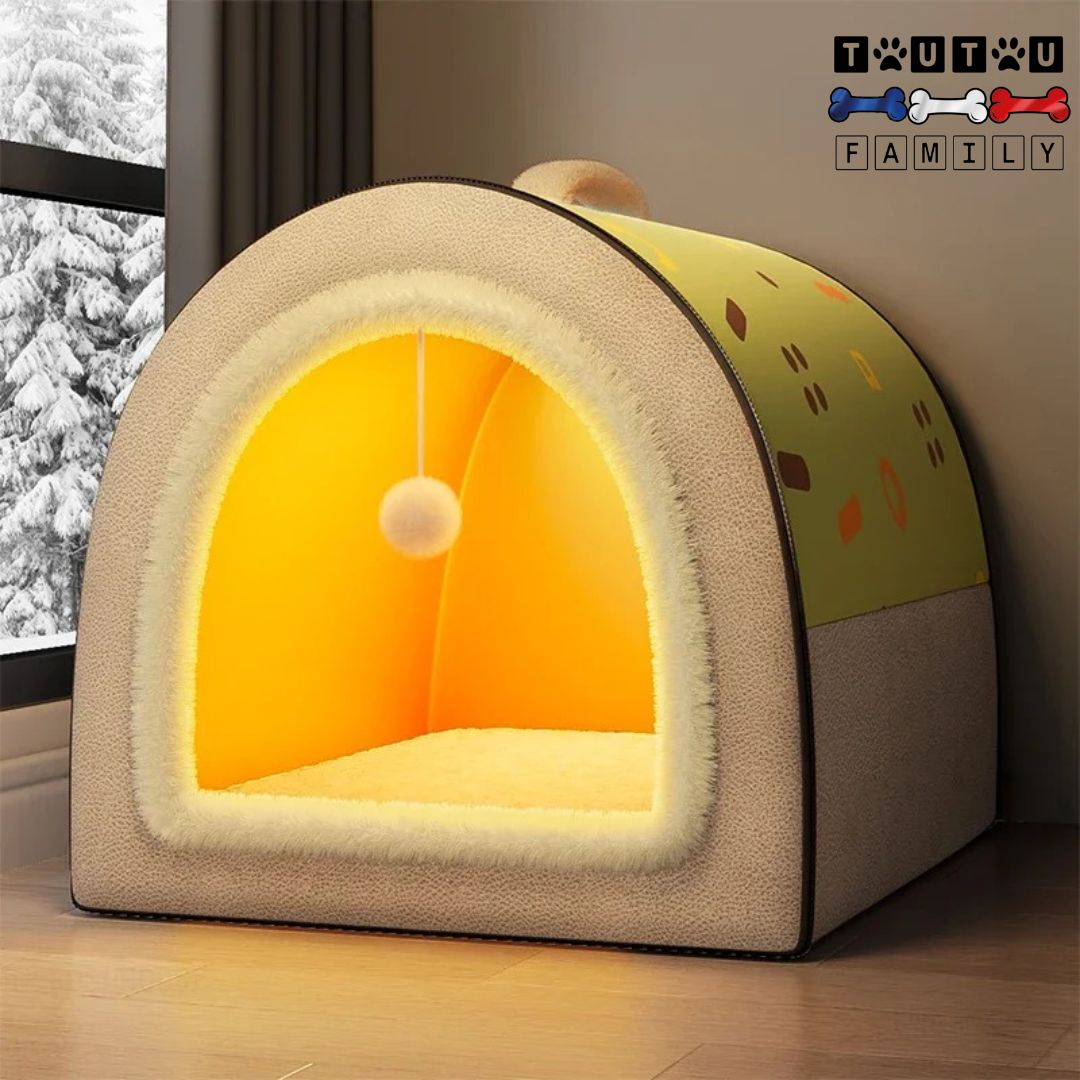 Niche-d-intérieur-pour-chien-imperméable de couleur verte lavable 100% imperméable lavable avec matelas amovible à mémoire de forme 100% coton