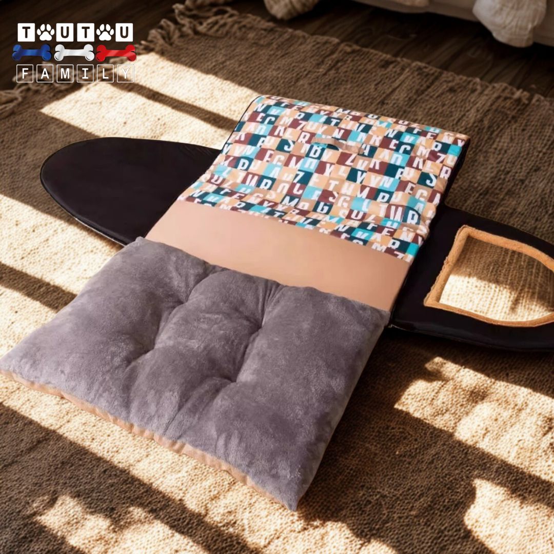 Niche-pour-chien-xxl-pliable imperméable, antidérapante et transformable en panier avec son coussin 100% coton haute densité