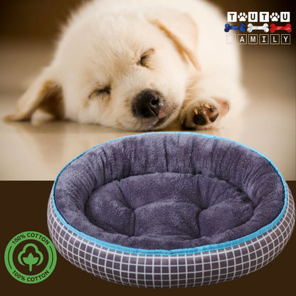 Panier-anti-stress-chien-bleu-graphique-en-coton-écoresponsable-double-face-une-chaude-pour-l-hiver-et-une-fraiche-en-tissu-pour-l-été-pour-les-chiens-de-petite-taille